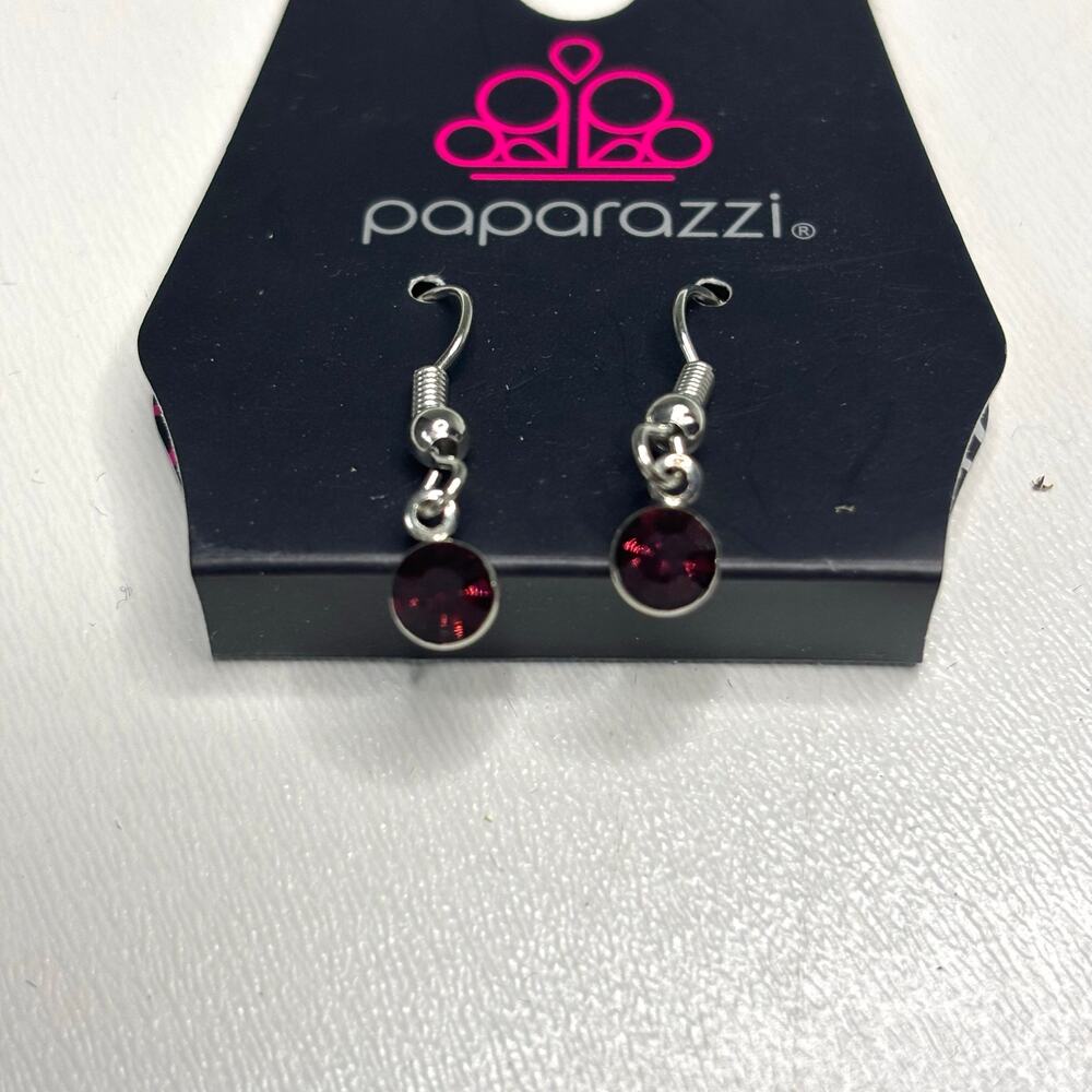 Paparazzi Small Red Circle Faceted Jewel Drop Dangle Earrings